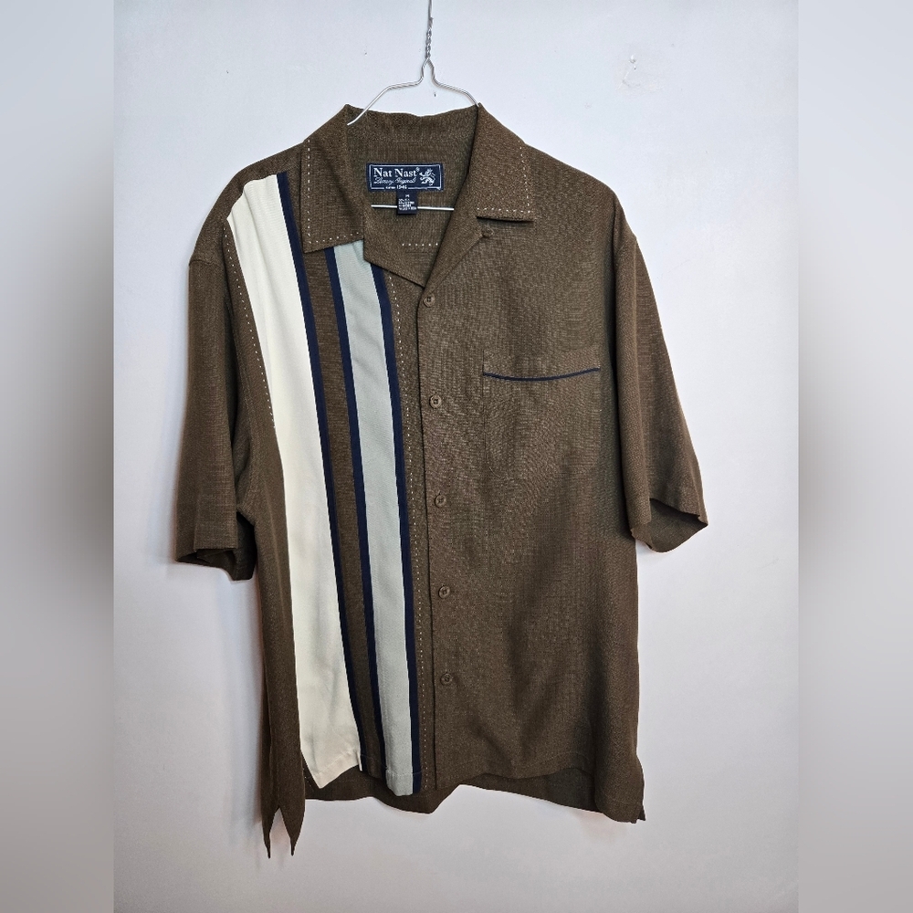 Nat Nast Black and Gray + Brown And Tan Striped Shirts - Picture 8 of 13